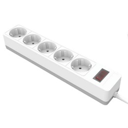 Сетевой фильтр 5-местный с/з STEKKER HM20-51-02 3x1мм2, 1,8 м, серия Optima, белый