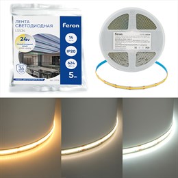 Лента светодиодная COB CCT-MIX 624SMD(2110)/ 14Вт/м 24V 5000*10*1.8мм 2700K-6500К, LS534 FERON