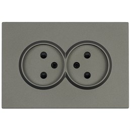 Розетка 2-местная с защитной шторкой, STEKKER,  б/з, 250В, 16А, серия Эмили, RST10-5116-09, антрацит, soft touch