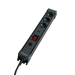 Сетевой фильтр 3-местный с/з STEKKER 3x1мм2, 3 м, 250В, 16А, серия Techno, HM22-31-03, черный