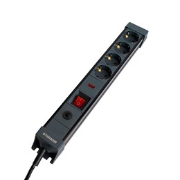 Сетевой фильтр 4-местный с/з STEKKER 3x1мм2, 1,8 м, 250В, 16А, серия Techno, HM22-41-02, черный