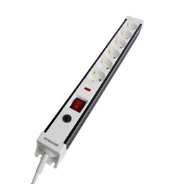 Сетевой фильтр 6-местный с/з STEKKER 3x1мм2, 1,8 м, 250В, 16А, серия Techno, HM22-61-02, белый