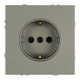 Розетка 1-местная с защитной шторкой с/з (механизм), STEKKER, 250В, 16А, серия Эмили, RST16-5110-09, антрацит, soft touch