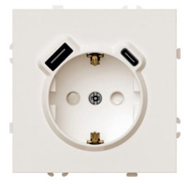 Розетка 1-местная з/ш с/з 16А + USB + Type C (механизм), STEKKER, 250В, 20W, серия Эмили, RST16-5119-08, кашемир, soft touch
