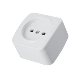 Розетка накладная 1-местная б/з STEKKER, PST10-501-20, пластик АВS, 250В, 16А, IP20, серия Basic, белый