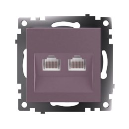 Розетка компьютерная 2-местная RJ-45 (механизм) STEKKER GLS00-7109-04, серия Катрин, шоколад