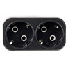 Разветвитель сетевой 2-местный с/з STEKKER ADP16-22-20 250V, 16A, ABS огнеустойчивый пластик, черный - фото 103305