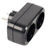 Разветвитель сетевой 2-местный с/з STEKKER ADP16-22-20 250V, 16A, ABS огнеустойчивый пластик, черный - фото 103310