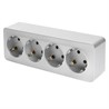 Розетка 4-местная с/з открытой установки, STEKKER, 250В, 16А, IP20, серия София, серебро, MST16-14-03 - фото 75998