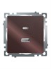 Розетка 2-местная USB + type C, STEKKER GLS10-7116-04, 250В, 3А, max 20W,серия Катрин, шоколад - фото 85576