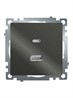 Розетка 2-местная USB + type C (механизм), 250В, 3А, max 20W, серия Катрин, графит, GLS10-7116-06 - фото 85584