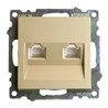 Розетка компьютерная 2-местная RJ-45 (механизм) STEKKER GLS00-7109-08, серия Катрин, золото - фото 90052