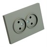 Розетка 2-местная с защитной шторкой, STEKKER, б/з, 250В, 16А, серия Эмили, RST16-5116-10 , платиново-серый, soft touch - фото 90276