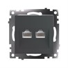 Розетка компьютерная 2-местная RJ-45 (механизм) STEKKER GLS00-7109-06 , серия Катрин, графит - фото 92518