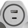 Разветвитель сетевой 2-местный с/з STEKKER ADP16-15-20, 250V, 16A и USB+Type C на 2.4А, белый/серый - фото 92553