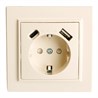 Розетка 1-местная с/з STEKKER, PST16-9016-02, 250В, 16А с USB+ type C, серия Эрна, слоновая кость - фото 95895