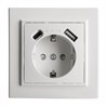 Розетка 1-местная STEKKER, PST16-9016-01, 250В, 2.1А с USB+ type C, серия Эрна, белый - фото 95911