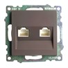 Розетка компьютерная 2-местная RJ-45 (механизм) STEKKER GLS00-7109-04, серия Катрин, шоколад - фото 96561