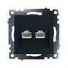 Розетка компьютерная 2-местная RJ-45 (механизм) ,STEKKER ,GLS00-7109-05, серия Катрин, черный - фото 96567