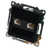 Розетка компьютерная 2-местная RJ-45 (механизм) ,STEKKER ,GLS00-7109-05, серия Катрин, черный - фото 96569