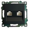 Розетка компьютерная 2-местная RJ-45 (механизм) ,STEKKER ,GLS00-7109-05, серия Катрин, черный - фото 96573