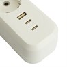 Удлинитель 4-местный с/з с выключ. STEKKER HM071-41-02 3x1мм2, 2м, 250В, 16А, 1USB+2C, 2.4A, сер Home, белый - фото 96880