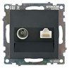 Розетка TV + компьютерная RJ-45 (механизм), STEKKER GLS00-7106-05, серия Катрин, черный - фото 98304