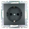 Розетка 1-местная с/з (механизм), STEKKER GLS16-7110-05, 250В, 16А с защитной шторкой, серия Катрин, черный - фото 98413