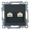Розетка компьютерная 2-местная RJ-45 (механизм) ,STEKKER ,GLS00-7109-05, серия Катрин, черный - фото 98437