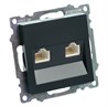 Розетка компьютерная 2-местная RJ-45 (механизм) ,STEKKER ,GLS00-7109-05, серия Катрин, черный - фото 98438
